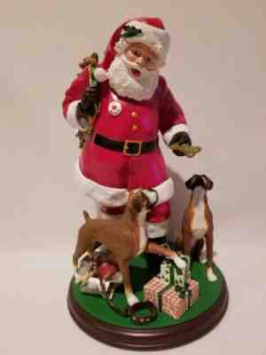 Danbury Mint Santa's Boxer Buddies Christmas Dog Figurine