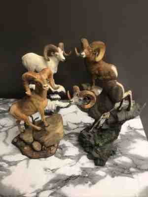 Lot of Danbury Mint Nick Bibby Stone &Dall Sheep, Desert &Rocky Mountain Bighorn