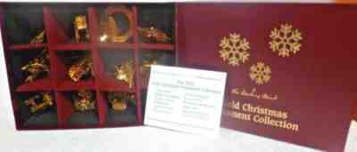Set of 12 Danbury Mint 2019 Gold Christmas Ornaments with Box