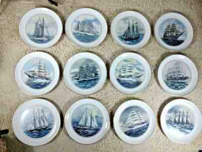 Set of 12 Danbury Mint Official Tall Ships Fine China Plate Collection 8.125"