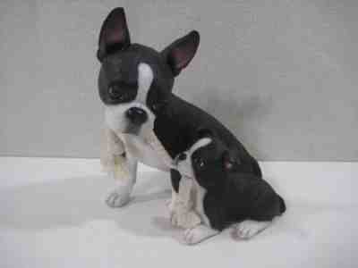 The Danbury Mint PUPPY LOVE Two Boston Terrier Dogs Statue Figure