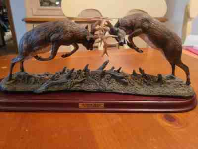 Danbury Mint "Dueling Bucks" by James Stafford- Whitetails in the Wilderness