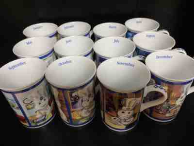 Danbury Mint Pillsbury Doughboy Coffee Mug Cup COMPLETE Twelve Month SET