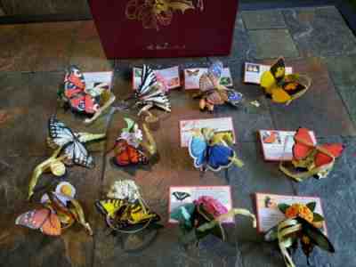 The Danbury Mint Butterfly & Flower Ornaments.. Set Of 12 in Original Box RARE