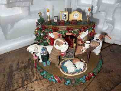 "A Cozy Christmas Eve" Danbury Bulldog Dogs ~ Light-up Figurine RARE