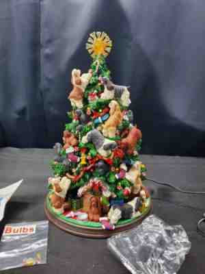RARE Danbury Mint Lighted Cocker Spaniel Family Christmas Tree Retired