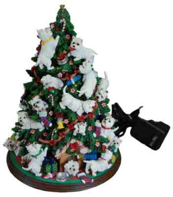 RARE Danbury Mint 12" Westie Christmas Tree Lighted West Highland White Terrier