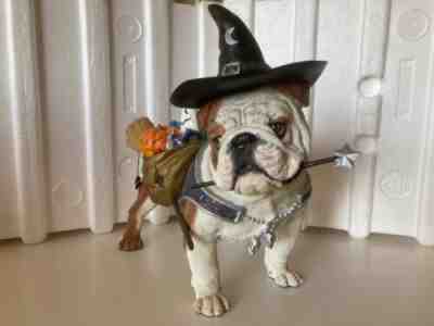 Danbury Mint Halloween Witch Bulldog Sculpture Figurine
