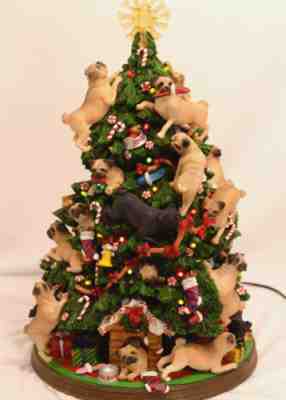 Danbury Mint Pug Dog Christmas Tree with Top Star, Power Cord & Original Package