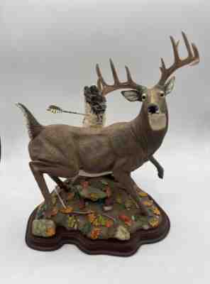 Danbury Mint "Jumping The Bow" Trophy Deer Sculpture By Curtis Christensen W/COA
