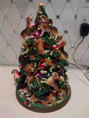 Danbury Mint Christmas Tree Beagles Dogs (Missing Topper)