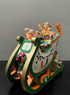 HTF RARE Danbury Mint Christmas Univ Miami Hurricanes Christmas Sleigh Sculpture