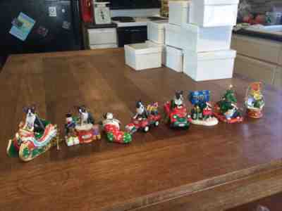 Danbury Mint Boston Terrier Annual Christmas Ornaments â?? Lot Of 9.