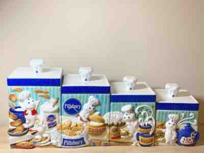 Danbury Mint Pillsbury Doughboy Poppin' Fresh 4 Piece Canister Set with Lids