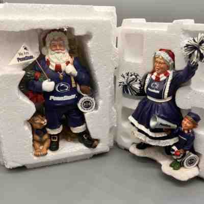 Danbury Mint Penn State Football Santa Claus Mrs. Claus Figure Set Christmas