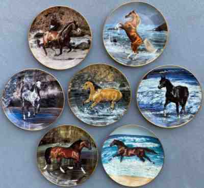 7 Danbury Mint Lesley Harrison Collector Plates Horses & Stallion â??Free Spiritsâ?