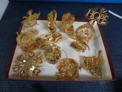 NEW DANBURY MINT 240 GOLD (20 BOXES) CHRISTMAS ORNAMENTS 23K GOLD ELECTROPLATE