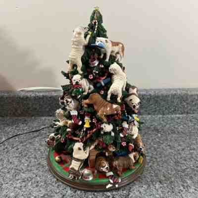 Retired Danbury Mint English Bulldog Lighted Christmas Tree Rare READ