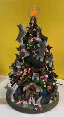 Danbury Mint Miniature Schnauzer Dog Christmas Tree Lighted Figure complete mint