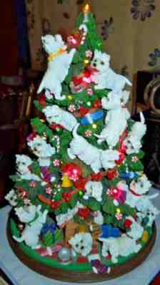 Retired Danbury Mint Lighted WESTIE Christmas Tree Rare Discontinued No Star