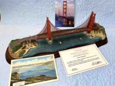Danbury Mint ~ Golden Gate Bridge ~ w/ COA & 1935 Linen Post Card - Rare Piece
