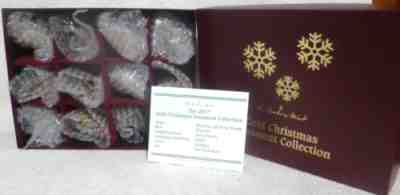 Set of 12 Danbury Mint 2017 Gold Christmas Ornaments with Box