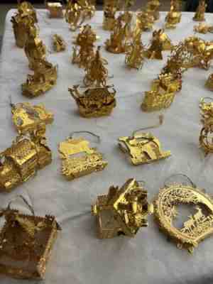 Lot of 66 Danbury Mint Gold Christmas Ornaments! Full 96,97,00. Most 90,91,98.