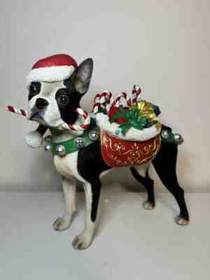 Authentic Danbury Mint  ??Christmas ? Boston Terrier Figurine - Candy Canes