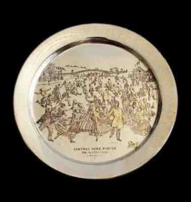 Danbury Sterling Plate Central Park Winter-Skating Pond Limited Edition Of 7500