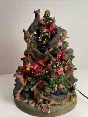 Danbury Mint German Shepherd Christmas Tree Lighted Retired Working Rare - READ