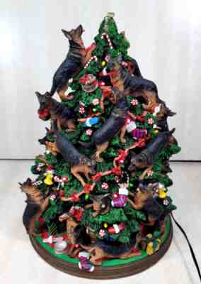 Danbury Mint German Shepherd Christmas Tree Lighted Retired Working