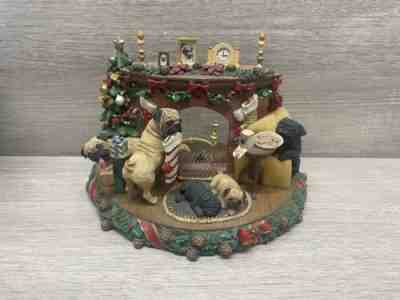 "A Cozy Christmas Eve" Danbury Pugs Dogs ~ Light-up Figurine RARE