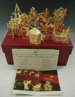 DANBURY MINT 1988 GOLD CHRISTMAS ORNAMENT COLLECTION SET 12 PIECES-BOXED