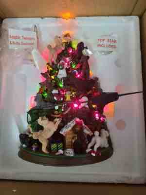 Danbury Mint POODLE Lighted Christmas Tree WITH Star Never Used Original Packing
