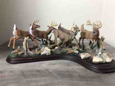 Danbury Mint - "Running Bucks" Whitetail Deer Sculpture by Curtis Christensen