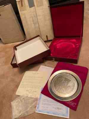 Danbury Mint Bicentennial Plate STERLING SILVER 24K GOLD Declar. of Independence