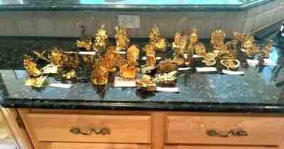 44 Asst Danbury Mint Gold Christmas Ornaments Mixture of various years