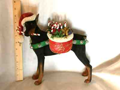 Large Metal Christmas Doberman Danbury Mint Hat Candy Canes NEAT