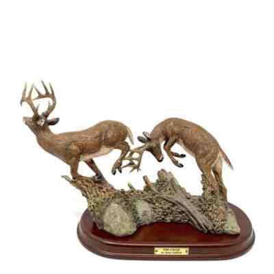 The Danbury Mint The Chase by James Stafford Whitetail Deer Sculpture Vintage