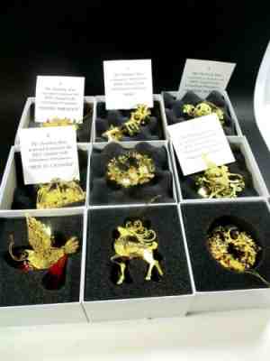 23K Danbury Mint Annual Christmas Ornaments 2005,2008 2009 2011 2012 2014  2017