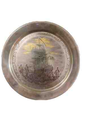 The Danbury Mint Sterling Silver The Boston Tea Party - 1773 Bicentennial Plate