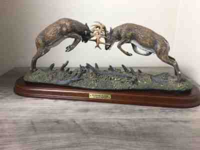 Danbury Mint "Dueling Bucks" by James Stafford- Whitetails in the Wilderness