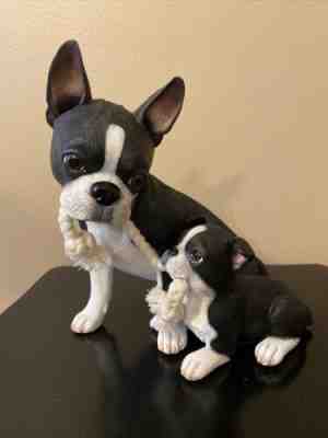 The Danbury Mint PUPPY LOVE Two Yorkshire Terrier Dogs Statue Figure