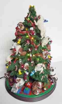 Danbury Mint English Bulldog Christmas Tree Lighted Retired Working Rare No Star