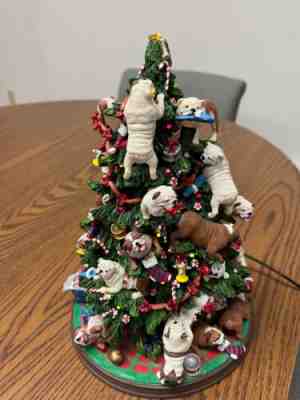 Danbury Mint Lighted Bulldog Christmas Tree - Works /exc condition