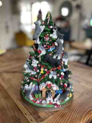 Danbury Mint Miniature Schnauzer Dog Christmas Tree Lighted Figure