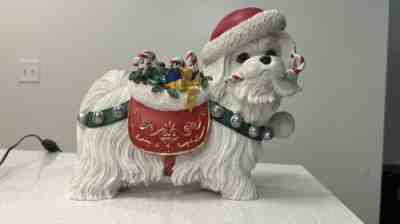 Danbury Mint Christmas Maltese Large Santa Dog Statue Retired Discontinued RARE!