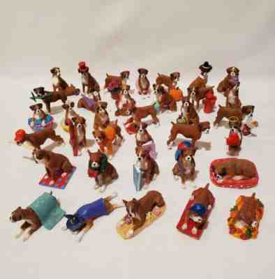 Danbury Mint 36 Purely Boxers Dog Mini Figurines In Storage Box