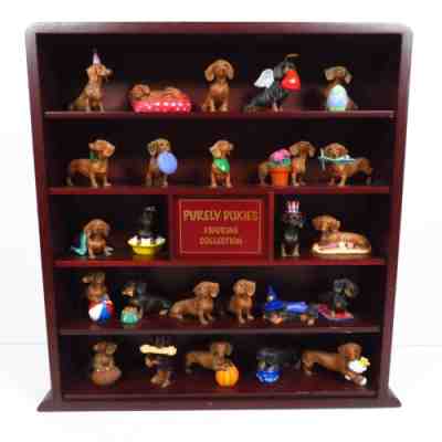 Danbury Mint Purely Doxies Dachshund Figurines with Shelf 25 Doxie Figurines