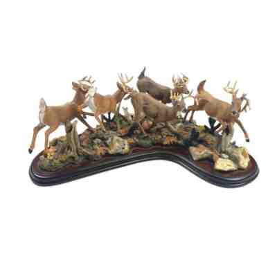 Danbury Mint - "Running Bucks" Whitetail Deer Sculpture by Curtis Christensen